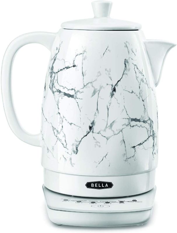 Photo 1 of BELLA 1.8 Liter Temperature Control Electric Ceramic Kettle with Digital Touch Interface, Automatic Shut Off & Detatchable Swivel Base, White Marble
