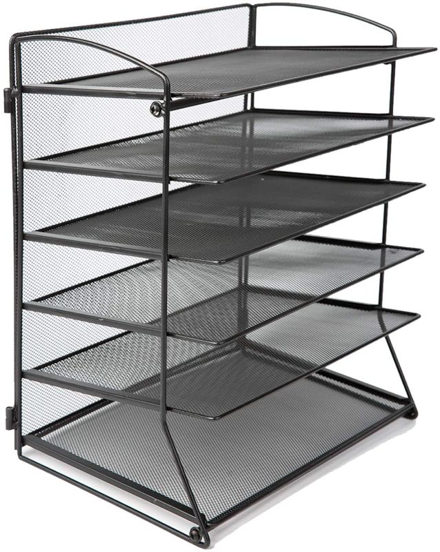 Photo 1 of CLATINA 6-Tier Metal Mesh Desk File Organizer Desktop Letter Tray Paper Document Holder for Office Home School Black
