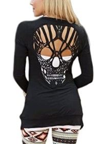 Photo 1 of WLLW Womens Long Sleeve Open Front Back Cut Out Skull Cardigan Tops
XL