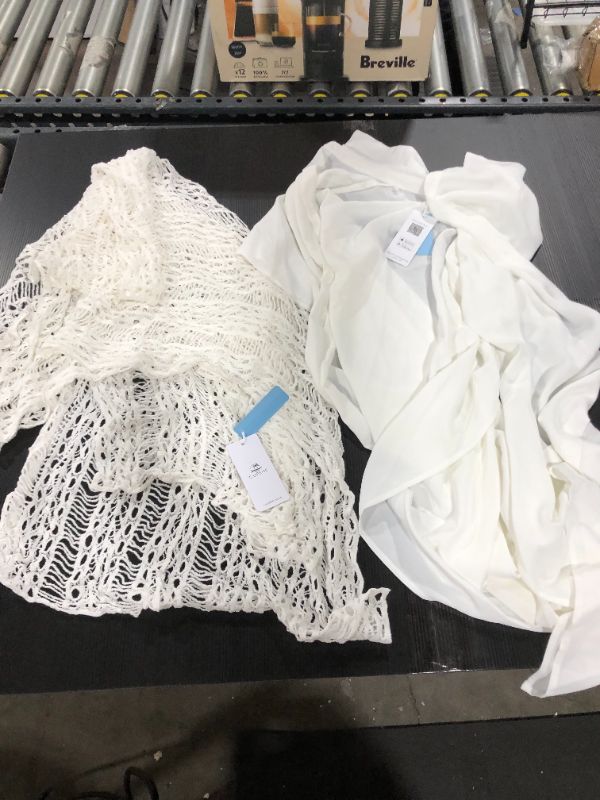 Photo 3 of 2 PACK!!! Luciana White Crochet Cover Up AND
Nala White Button Front Shirt Kimono
BOTH MEDIUM 
