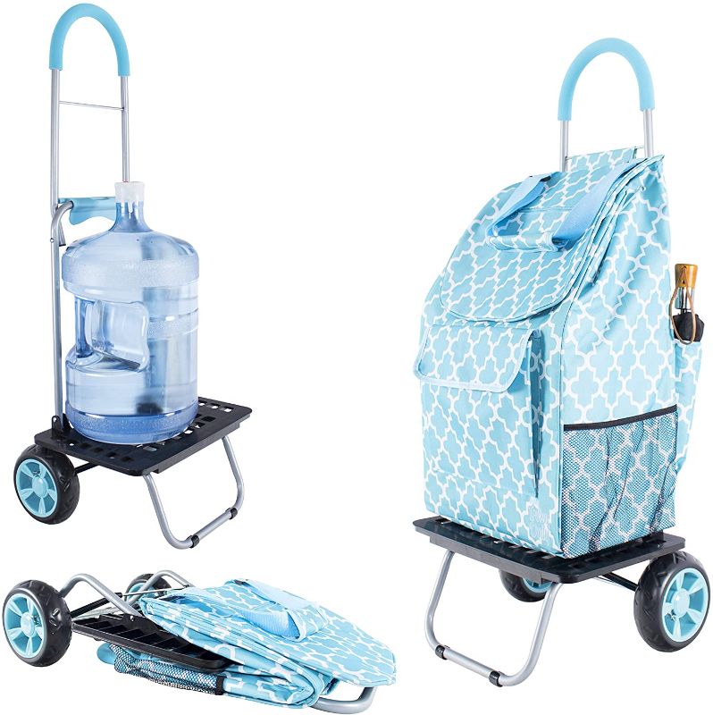 Photo 1 of dbest products Bigger Trolley Dolly, Moroccan Tile Shopping Grocery Foldable Cart
