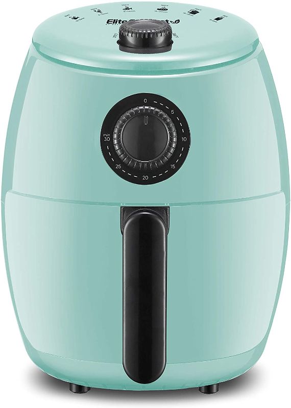 Photo 1 of Elite Gourmet EAF-0201BL Personal 2.1 Qt. Compact Space Saving Electric Hot Air Fryer Oil-Less Healthy Cooker, Timer & Temperature Controls, PFOA/PTFE Free, 1000W, Quart, Mint
