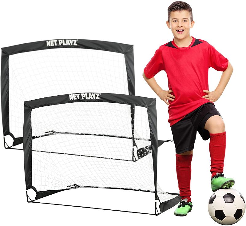 Photo 1 of NET PLAYZ 4ftx3ft Easy Fold-Up Portable Training Soccer Goal, Set of 2
