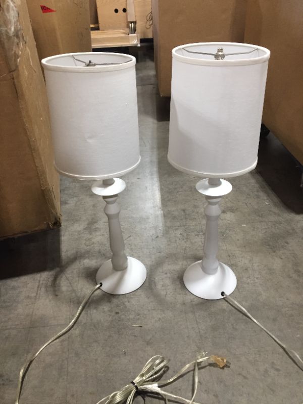 Photo 2 of 1 PAIR ! MEDIUM TABLE LAMP, WHITE WOOD, HEIGHT 29 INCHES, BULB NOT INCLUDED