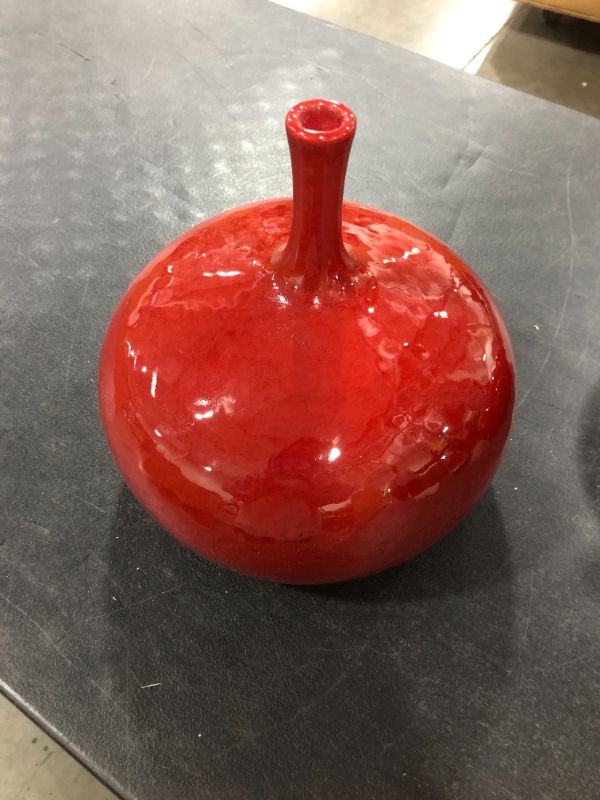 Photo 1 of DECORATIVE CERAMIC VASE RED 9W X 10H INCHES