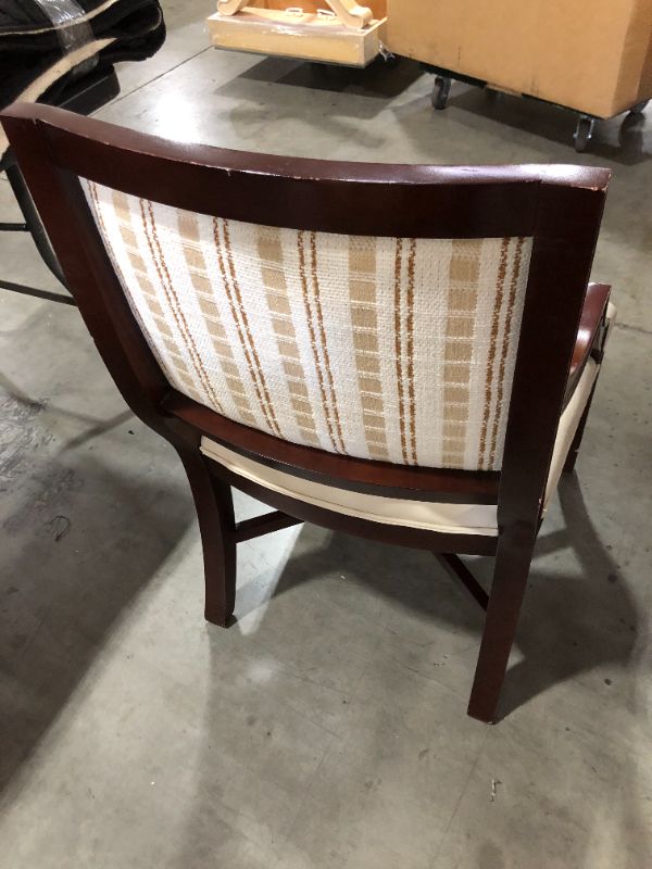 Photo 2 of Brown Dining Room Chair with Creme Cushions 38H x 24W x 21L Inches