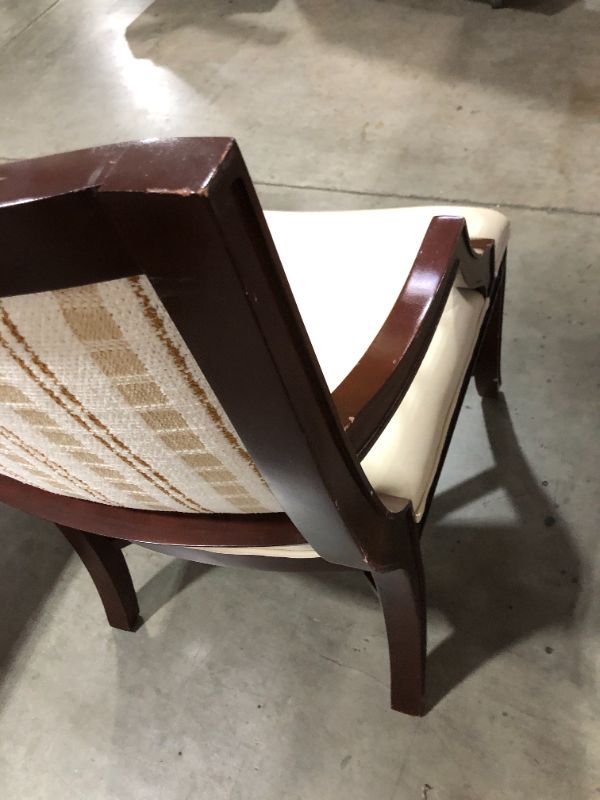 Photo 4 of Brown Dining Room Chair with Creme Cushions 38H x 24W x 21L Inches