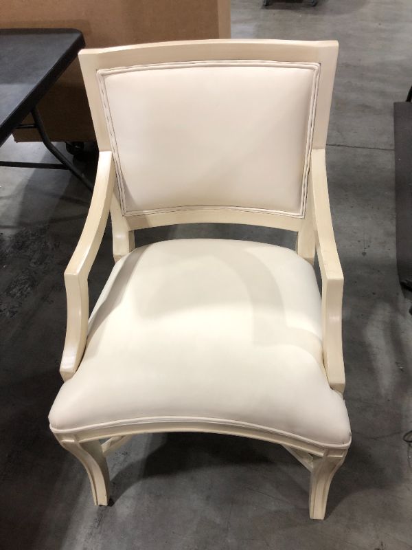 Photo 1 of FAUX LEATHER LIGHT CREME CHAIR 37H X 24W