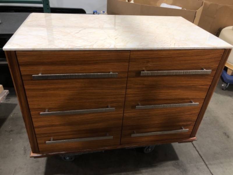 Photo 1 of 4 DRAWER WOODEN DRESSER MARBLE TOP H34 INCH W48 INCH L26 INCH DRESSER 