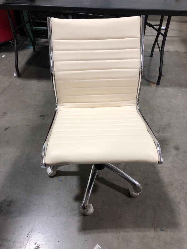 Photo 3 of CREME FAUX LEATHER OFFICE CHAIR 36H X 20W INCHES