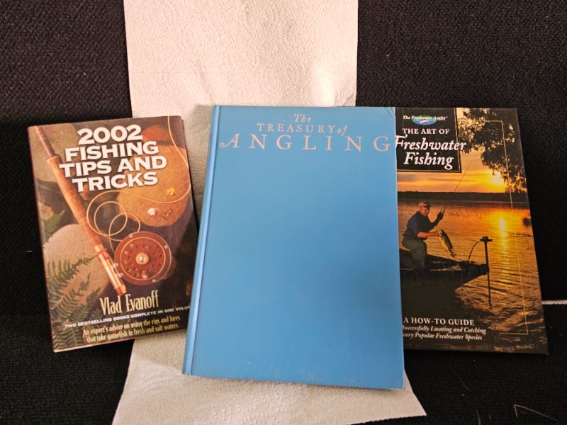 Photo 1 of Set of 3 books for fishing
Titles: 2002 Fishing Tips and Tricks, The Treasury of Angling, The Art of Freshwater Fishing