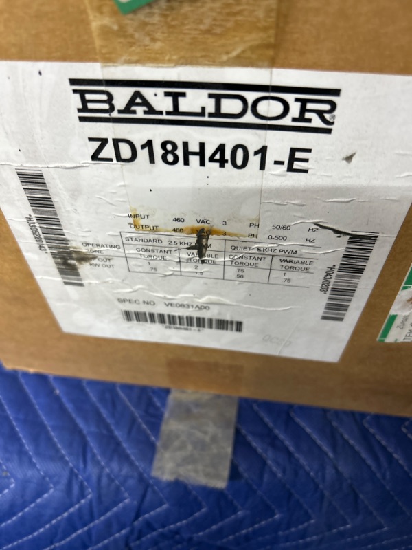 Photo 2 of Baldor ZD18H401-E AC Vector Drive no way to test unknown condition 