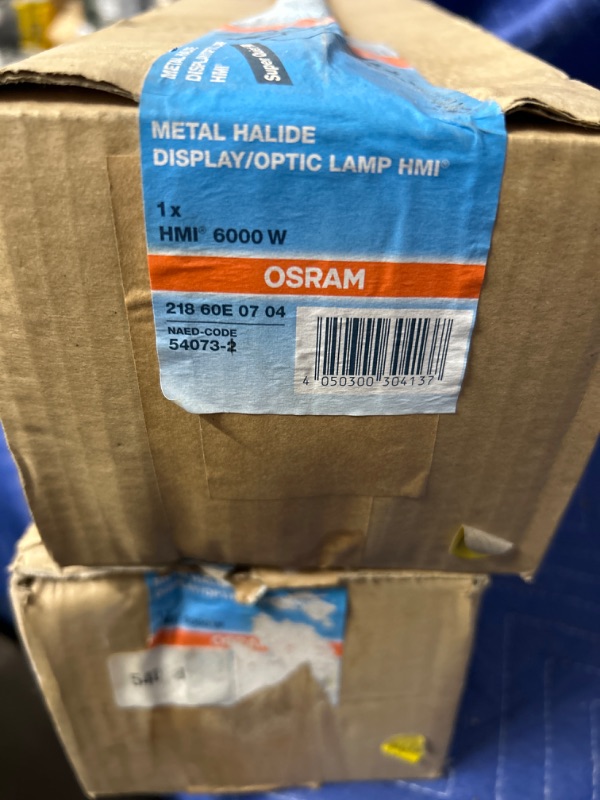 Photo 2 of Lot of 2 New in box Osram HMI 6000 W Lamp 4050300304137 these are new but boxes got wet