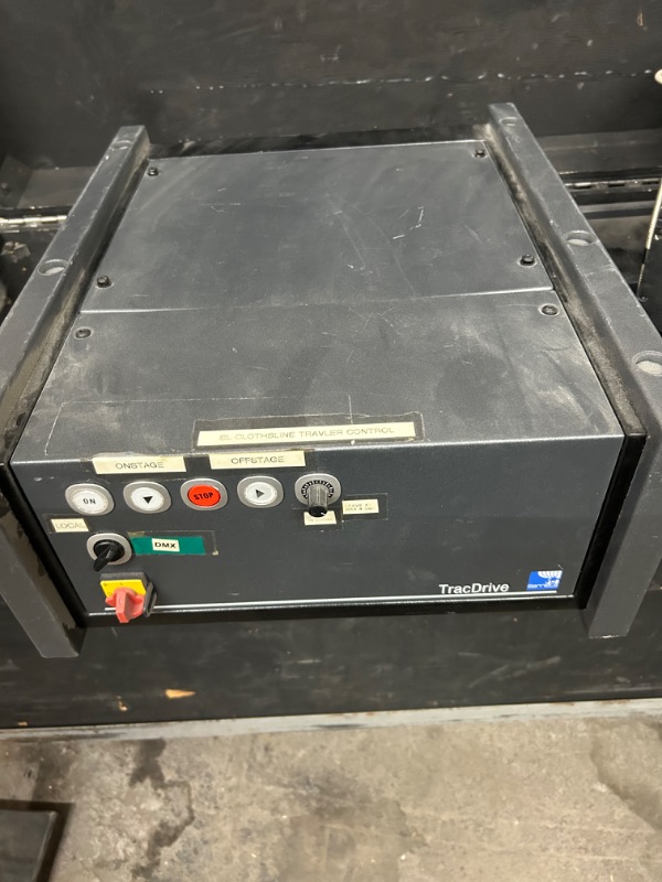 Photo 5 of Curtain traveler system untested unknown in wooden crate 48" x 24" x 30" tall. Includes 2 automation Gerriets tracdrive control panels, 2 cords, 2 Compacta MS 12 motors and some curtain slides 