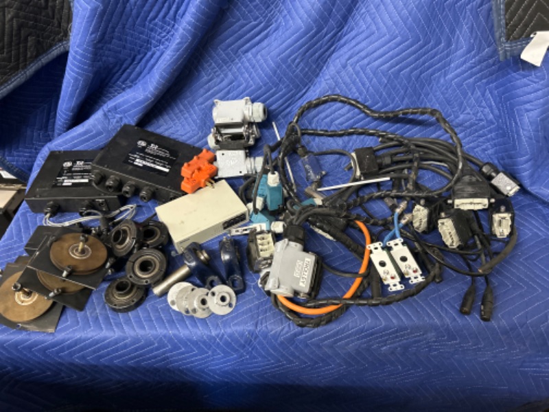 Photo 1 of Box lot 2 TPR westpower 300 bearings cord connectors automation switches lots more in grey bin