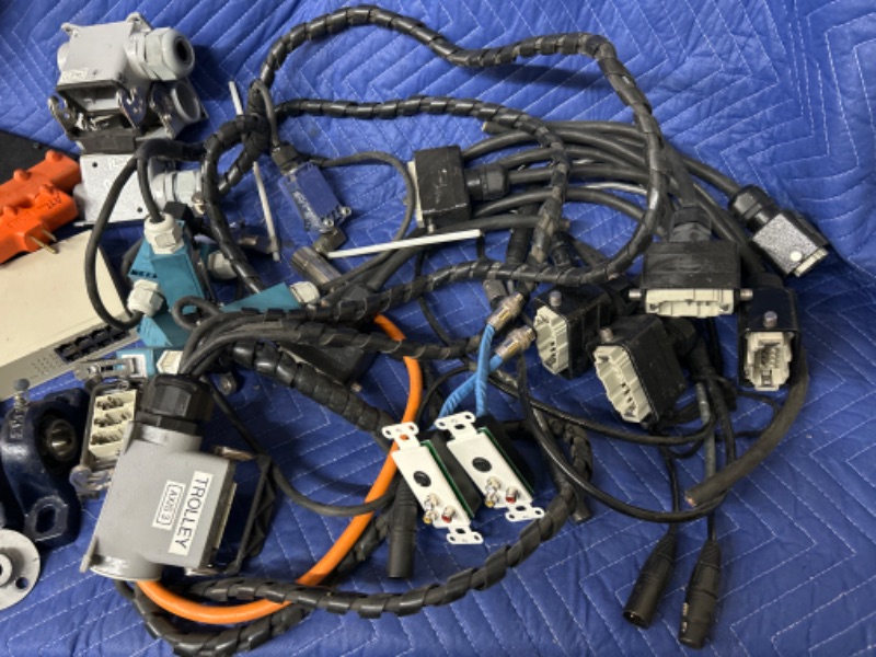 Photo 3 of Box lot 2 TPR westpower 300 bearings cord connectors automation switches lots more in grey bin