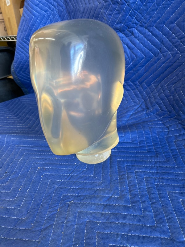 Photo 4 of Solid poly carbonate manikin head looks like alien. Very unique. 11.5 inches tall has some small scratches 