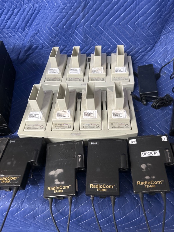 Photo 3 of 3 Telex Radiocom BTR-800 and 8 TR-800 beltpacks with covers and batteries and 2 Alexander ATI 2000  chargers All untested  