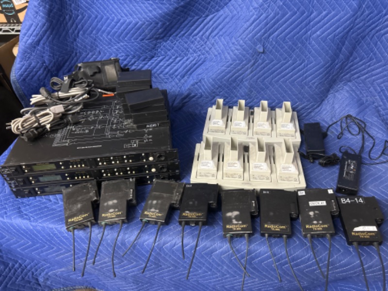 Photo 1 of 3 Telex Radiocom BTR-800 and 8 TR-800 beltpacks with covers and batteries and 2 Alexander ATI 2000  chargers All untested  