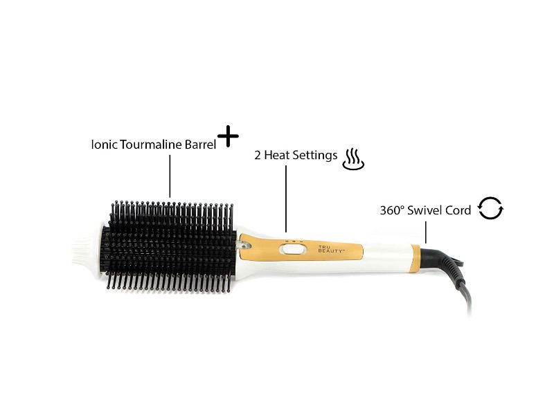 Photo 3 of 2 IN 1 STYLING BRUSH INFUSED WITH IONIC TOURMALINE BARRELL ALSO HELPS REPAIR DRY HAIR AND MAKES YOUR HAIR SHINY AND SMOOTH REDUCES FRIZZ HAS TWO HEAT SETTINGS HAS A 360 DEGREE SWIVEL CORD BOX HAS BEEN DAMAGED DUE TO SHIPMENT PRODUCT NEW $20