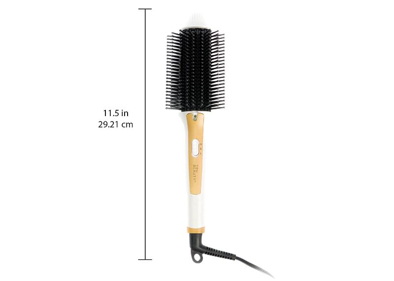 Photo 3 of 2 IN 1 STYLING BRUSH INFUSED WITH IONIC TOURMALINE BARRELL ALSO HELPS REPAIR DRY HAIR AND MAKES YOUR HAIR SHINY AND SMOOTH REDUCES FRIZZ HAS TWO HEAT SETTINGS HAS A 360 DEGREE SWIVEL CORD BOX HAS BEEN DAMAGED DUE TO SHIPMENT PRODUCT NEW $20