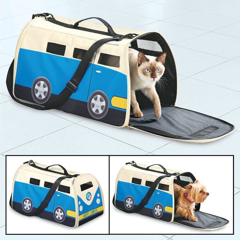 Photo 2 of ETNA HAPPY PET CAMPER CARRIER ADJUSTABLE SHOULDER STRAP WATER RESISTANT 8 MESH WINDOWS FULL ZIPPER ON EITHER END FOLDS TO STORE EASY BOX S DAMAGED NEW  $32.98