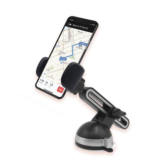 Photo 1 of LONG ARM ADJUSTABLE CAR DASH MOUNT STICKS TO ALL DASHBOARDS AND WINDSHIELDS AND SECURELY HOLDS MOST SMARTPHONES 360 VIEW COLOR BLACK AND SILVER BOX HAS BEEN DAMAGED DUE TO SHIPMENT NEW $29.99