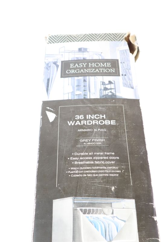 Photo 1 of EASY HOME ORGANIZER 36INCH WARDROBE PERFECT FOR SPECIAL OR NIGHT OUT CLOTHING DURABLE FRAME EASY ACCESS WITH ZIPPER GREY FINISH  NEW $45.50 