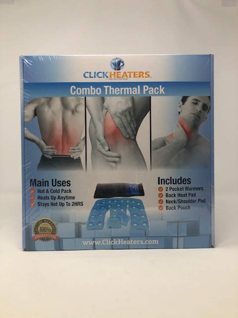 Photo 4 of CLICK HEATERS FULL COMBO KIT REUSABLE HOT AND COLD PADS INCLUDES NECK AND SHOULDER PAD BACK PAD 2 HAND POCKET PADS HOT UP TO 2 HOURS REFRIGERATE OR FREEZE LIFETIME WARRANTY BY CLICKHEATERS NEW SEALED $245