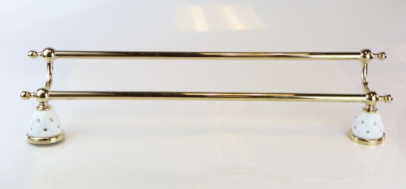 Photo 2 of 25.5 Double Towel Bar GOLD AND WHITE NEW $89