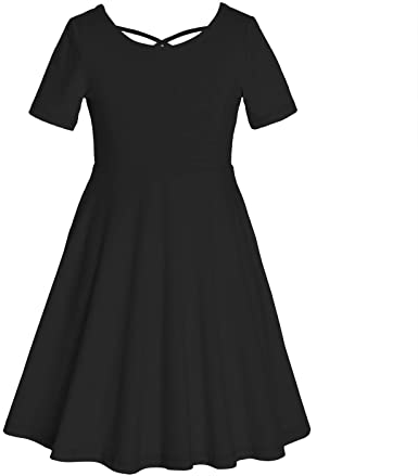 Photo 1 of JESKIDS Girls Short Sleeve Dress Criss Cross A-Line Twirly Skater Dress, 8-9years
