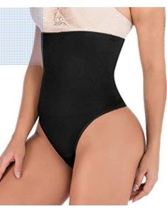 Photo 1 of 2pk | Hioffer 328 Women Waist Cincher Girdle Tummy Slimmer Sexy Thong Panty Shapewear Black/Beige  size XS/S