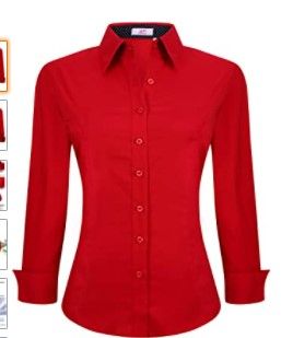 Photo 1 of Esabel.C Womens Button Down Shirts Long Sleeve Regular Fit Cotton Stretch Work Blouse, XXL
