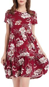 Photo 1 of VEPKUL Womens Summer Dresses Floral Plain Swing Soft Loose Casual Short Dresses,Small 