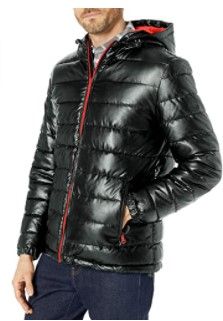 Photo 1 of Cole Haan Signature Men's Hooded Faux Leather Jacket, XXL
