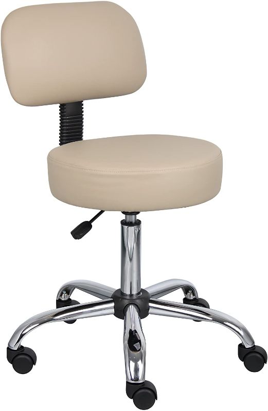 Photo 1 of Boss Office Products Be Well Medical Spa Stool with Back in Beige
