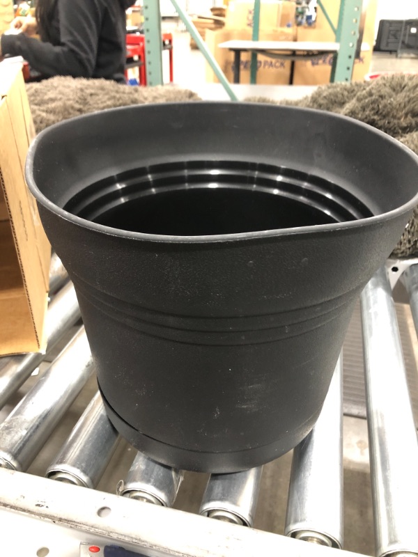 Photo 2 of Bloem Saturn Planter with Saucer, 12", Black (SP1200)
