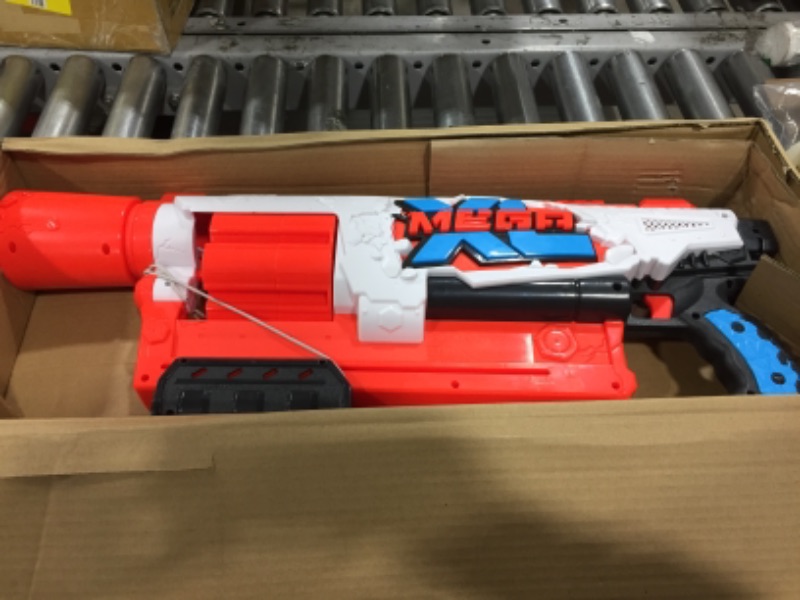 Photo 2 of NERF Mega XL Boom Dozer Blaster, Largest Mega Darts Ever, XL 6-Dart Rotating Drum, 6 Mega XL Whistler Darts, Pump Action
