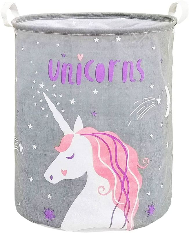 Photo 1 of 19.7" Large Collapsible Laundry Basket (Star Grey Unicorn)
