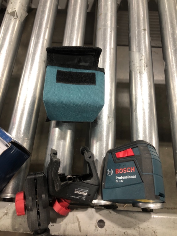 Photo 1 of BOSCH GLL30 30ft Cross-Line Laser Level Self-Leveling with 360 Degree Flexible Mounting Device and Carrying Pouch
