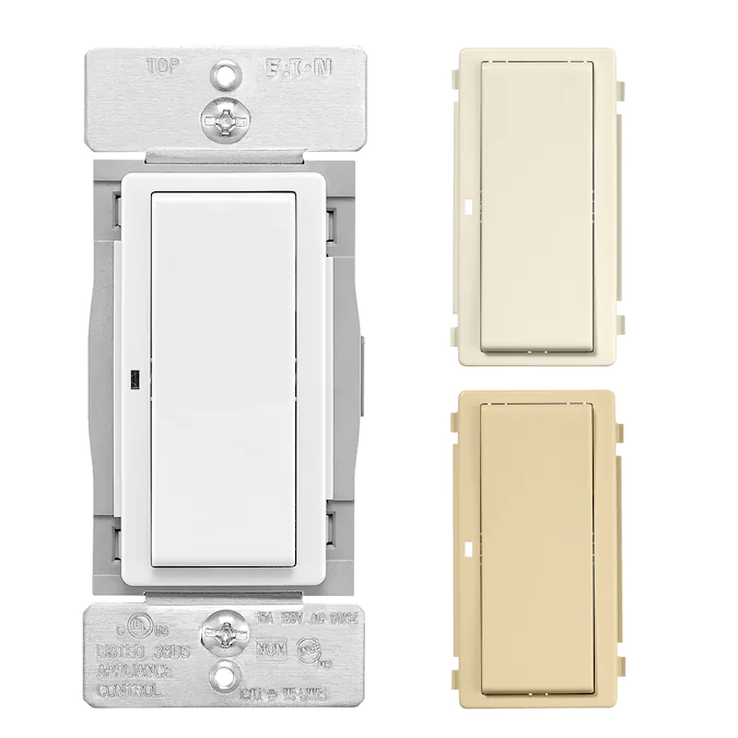 Photo 1 of Eaton Wi-Fi Smart 15-Amp Single-pole/3-way Smart Push Light Switch, White/Light Almond/Ivory
