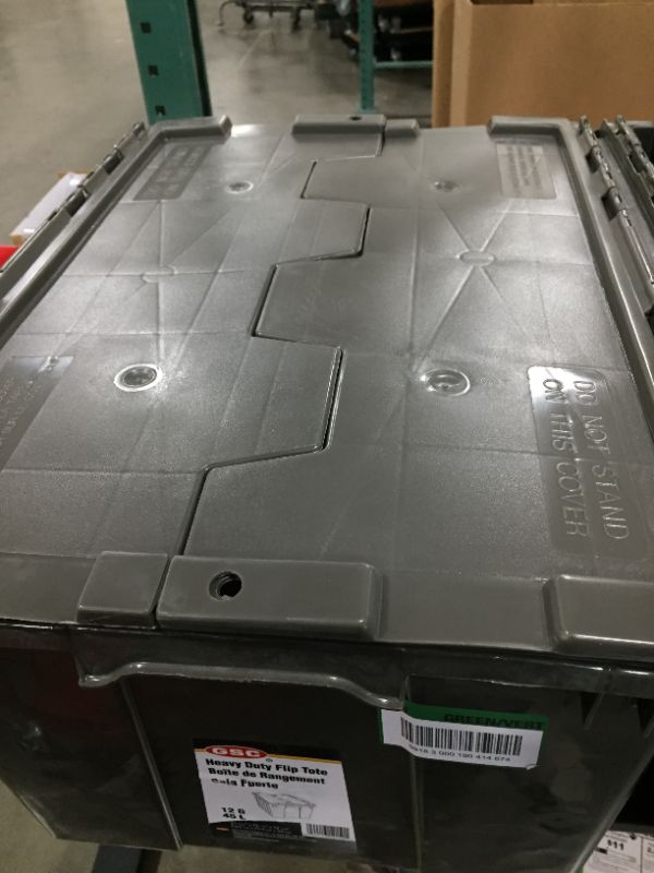 Photo 3 of (2 pack) 12 Gal. Heavy Duty Flip-Top Storage Bin in Grey
