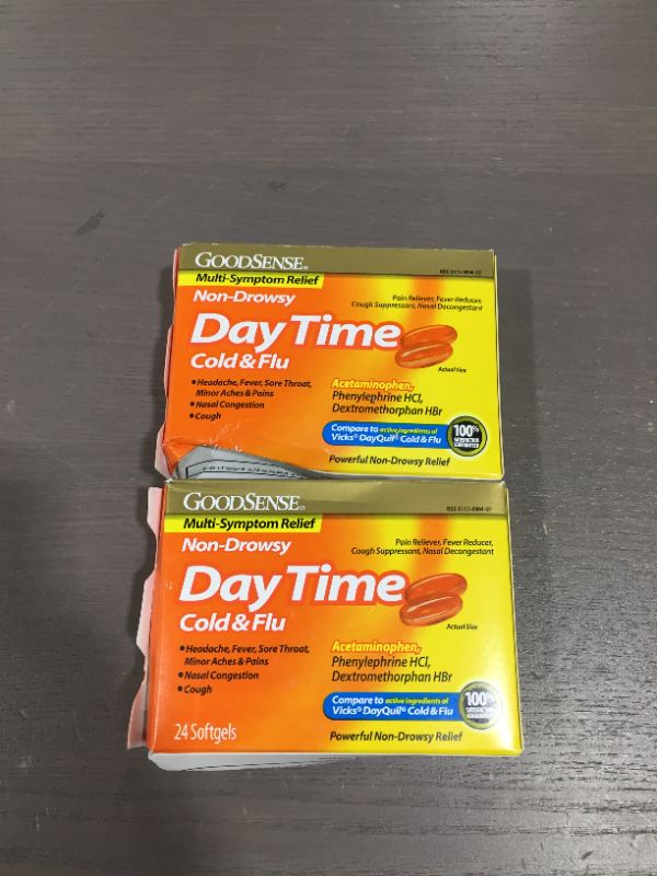 Photo 2 of (2 pack) GoodSense Daytime Cold and Flu Multi-Symptom Relief, 24 Count
