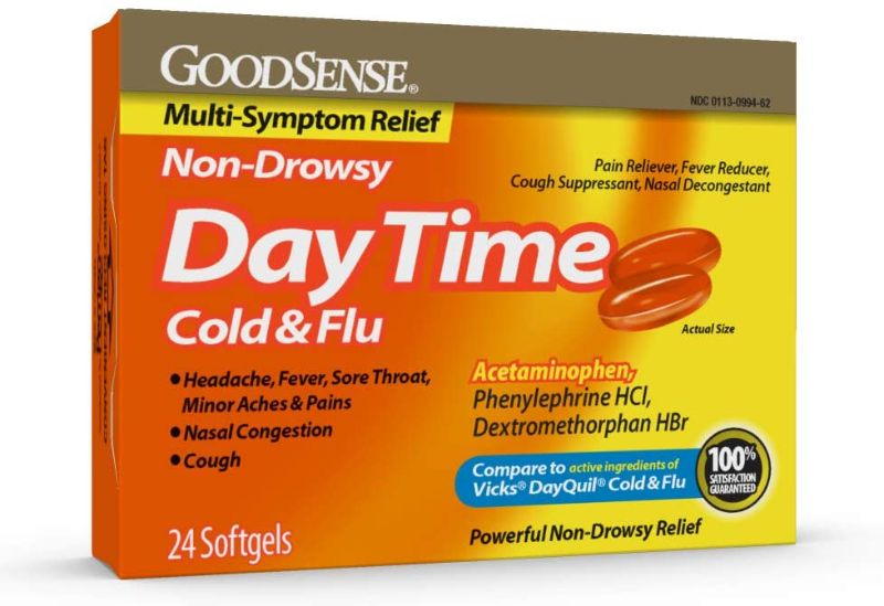 Photo 1 of (2 pack) GoodSense Daytime Cold and Flu Multi-Symptom Relief, 24 Count
