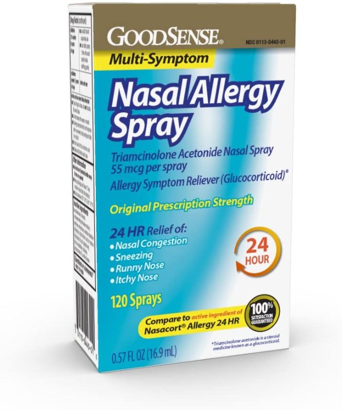 Photo 1 of (3 pack) GoodSense Multi-Symptom Nasal Allergy Spray, Triamcinolone Acetonide Nasal Allergy Spray, 55 mcg per spray, 0.57 Fluid Ounces
