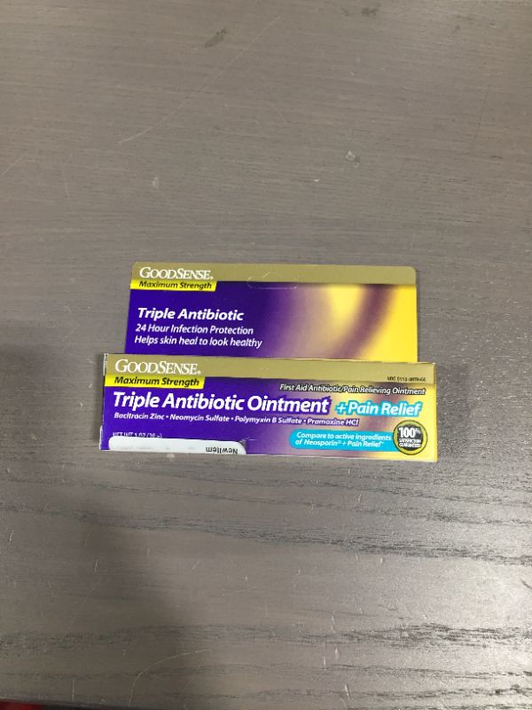 Photo 2 of (4 pack) GoodSense Maximum Strength Triple Antibiotic Ointment plus Pain Relief, Soothes Painful Cuts, Scrapes, and Burns, While Preventing Infection, 1 Ounce 
 