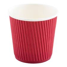 Photo 1 of 4 oz Crimson Paper Coffee Cup - Ripple Wall - 2 1/2" x 2 1/2" x 2 1/4" 25 COUNT 2 PACK 