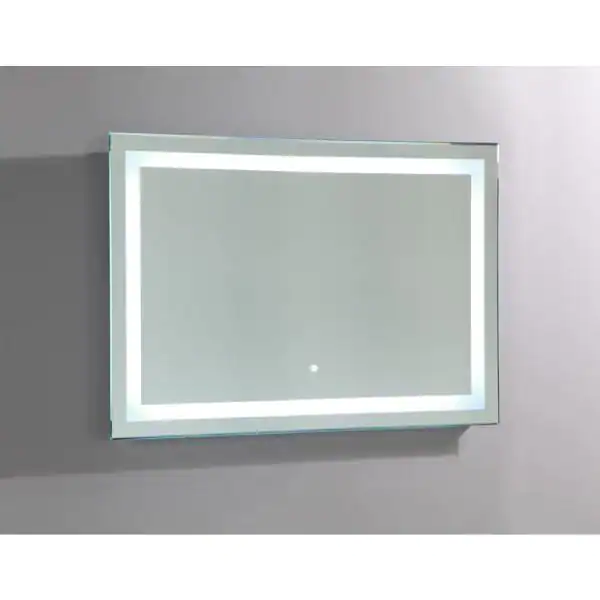 Photo 1 of 47 in. W x 28 in. H Frameless Rectangular LED Light Bathroom Vanity Mirror in Clear
