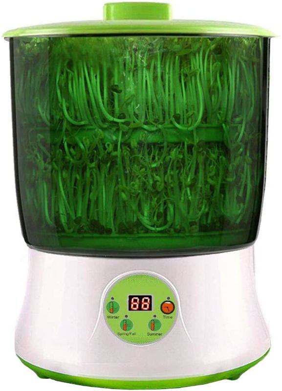 Photo 1 of Bean Sprouts Machine, LED Display Time Control, Intelligent Automatic Bean Sprouts Maker, 2 Layers Function Large Capacity Seed Grow Cereal Tool, 110V
