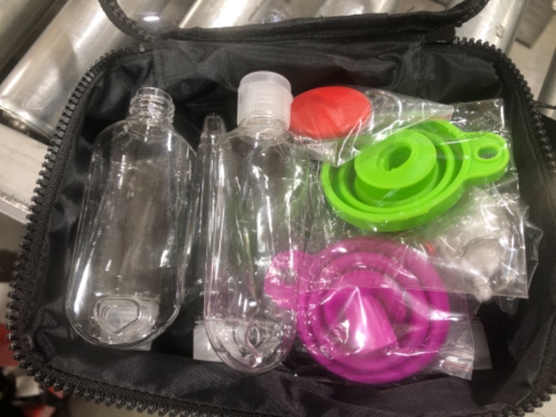 Photo 2 of Empty Hand Sanitizer Bottles 2 oz small refillable leak proof travel size squeezable containers + clip, lanyard funnel + zipped travel pack. For holiday, sport, work, home + back to school.
